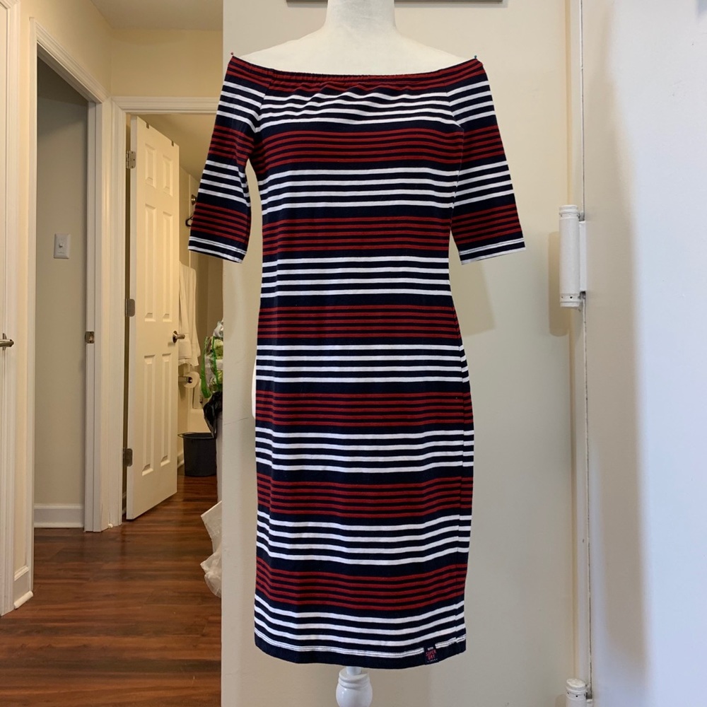 SUPERDRY OFF THE SHOULDER SHEATH DRESS Size XS